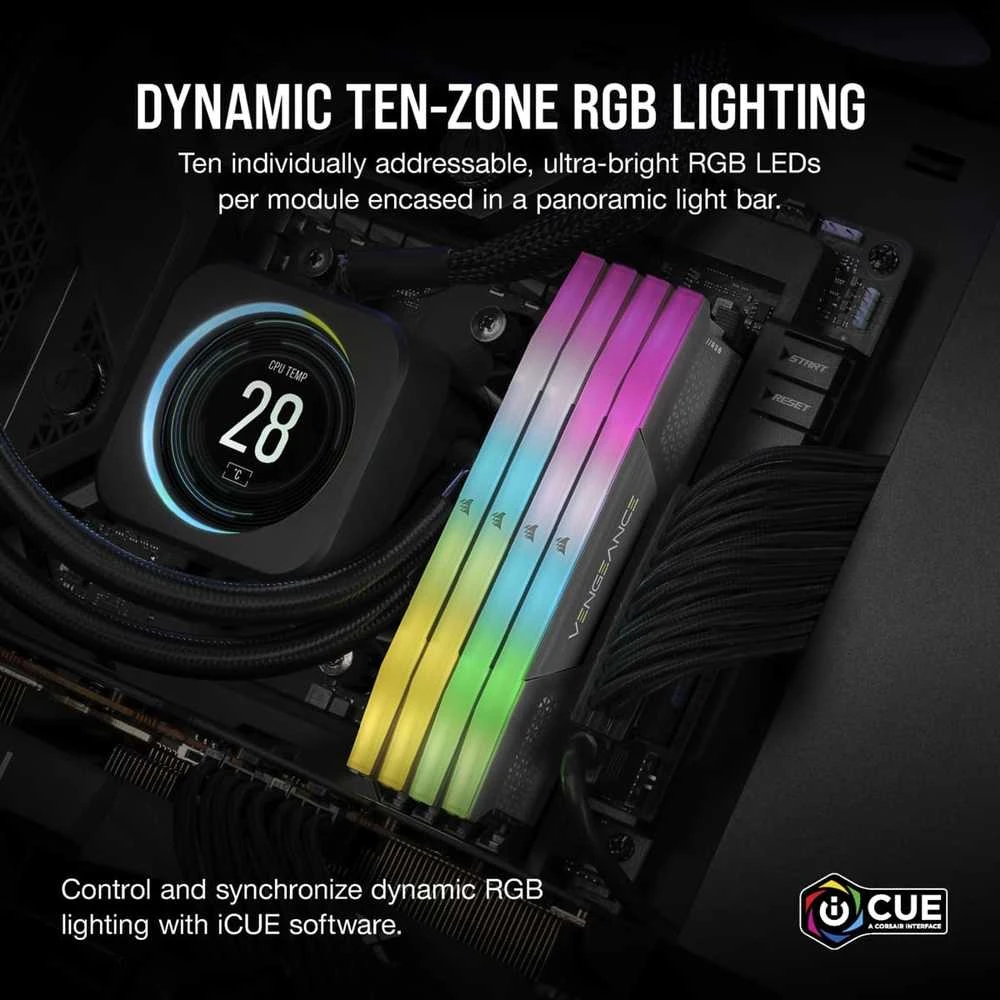 RAM 64 GB PC 5200 CL40 CORSAIR KIT (2 x 32 GB) VENGEANCE RGB B mažmeninė prekyba