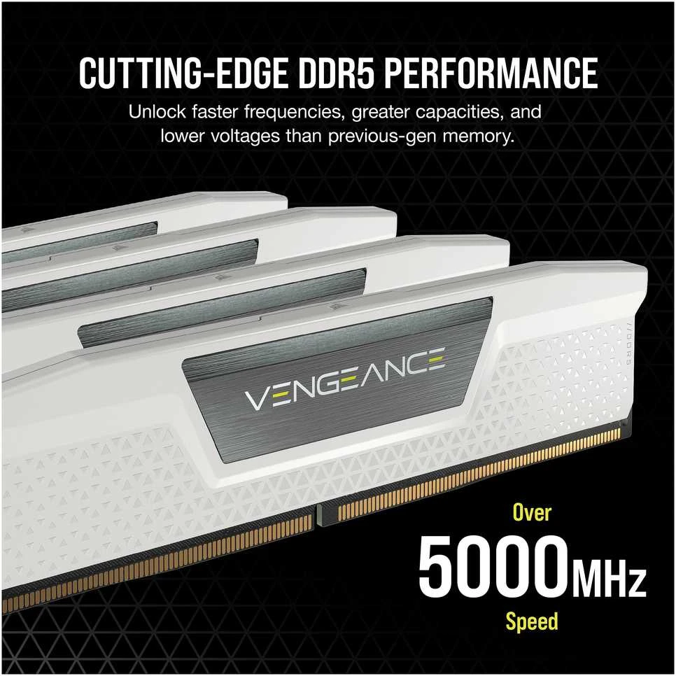 RAM 64GB PC 6000 CL30 CORSAIR KIT (2x32GB) VENGEANCE baltas mažmeninė prekyba