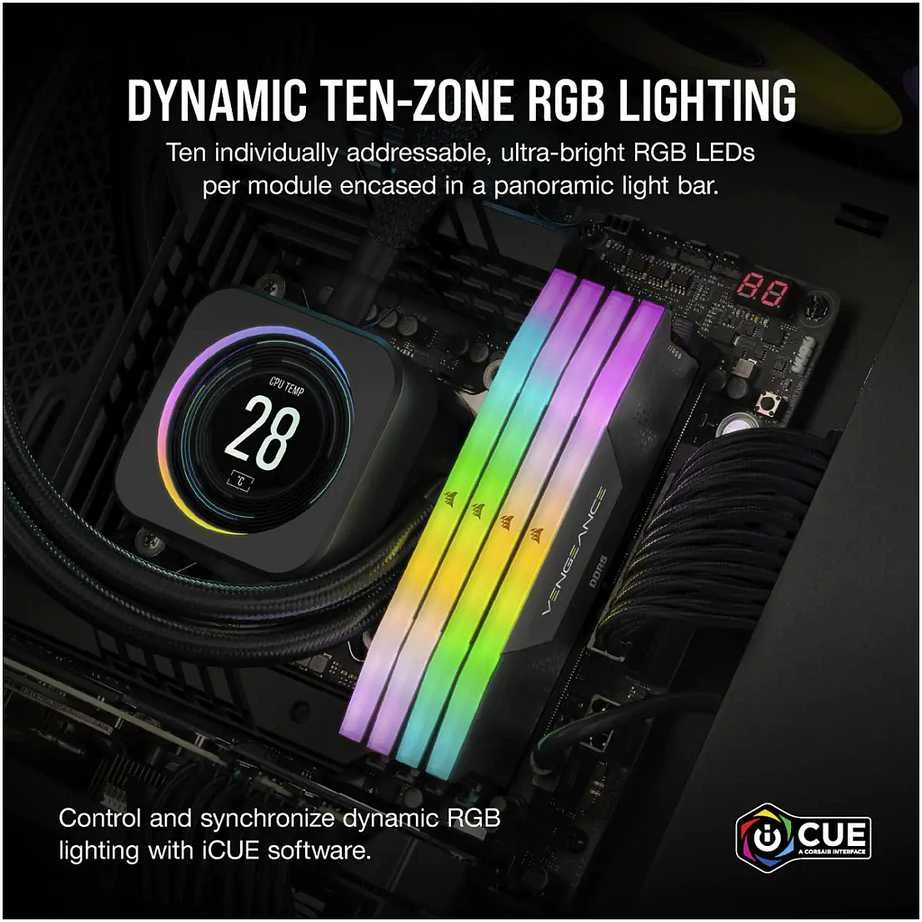 RAM 64 GB PC 6000 CL40 CORSAIR KIT (2 x 32 GB) VENGEANCE RGB G mažmeninė prekyba