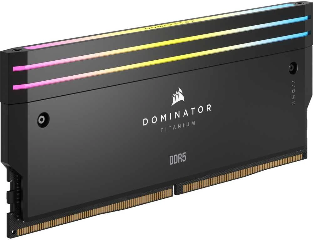 Stacionarių kompiuterių atmintis CORSAIR RAM DOMINATOR TITANIUM CMP64GX5M2B6400C32 RGB 64GB (2 x 32GB), Juodos spalvos