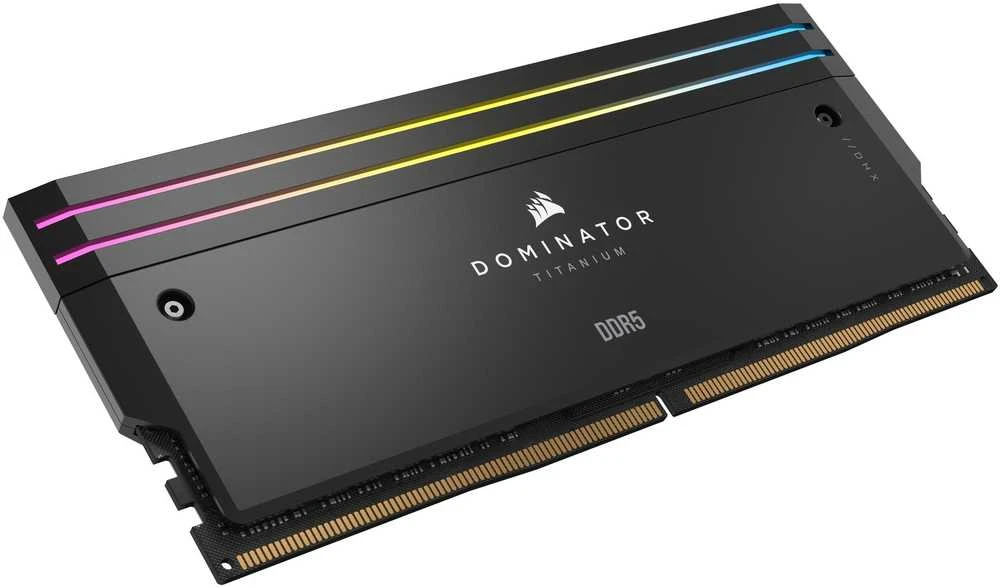 Stacionarių kompiuterių atmintis CORSAIR RAM DOMINATOR TITANIUM CMP64GX5M2B6400C32 RGB 64GB (2 x 32GB), Juodos spalvos