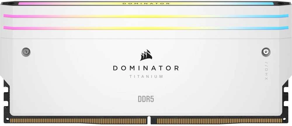 Stacionarių kompiuterių atmintis CORSAIR RAM DOMINATOR TITANIUM CMP64GX5M2B6400C32W RGB 64GB (2 x 32GB), Baltos spalvos