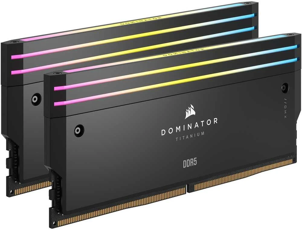 Stacionarių kompiuterių atmintis CORSAIR RAM DOMINATOR TITANIUM CMP64GX5M2B6400C32 RGB 64GB (2 x 32GB), Juodos spalvos