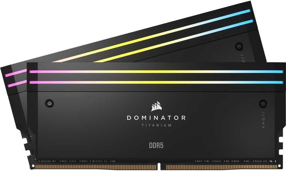 Stacionarių kompiuterių atmintis CORSAIR RAM DOMINATOR TITANIUM CMP64GX5M2B6400C32 RGB 64GB (2 x 32GB), Juodos spalvos