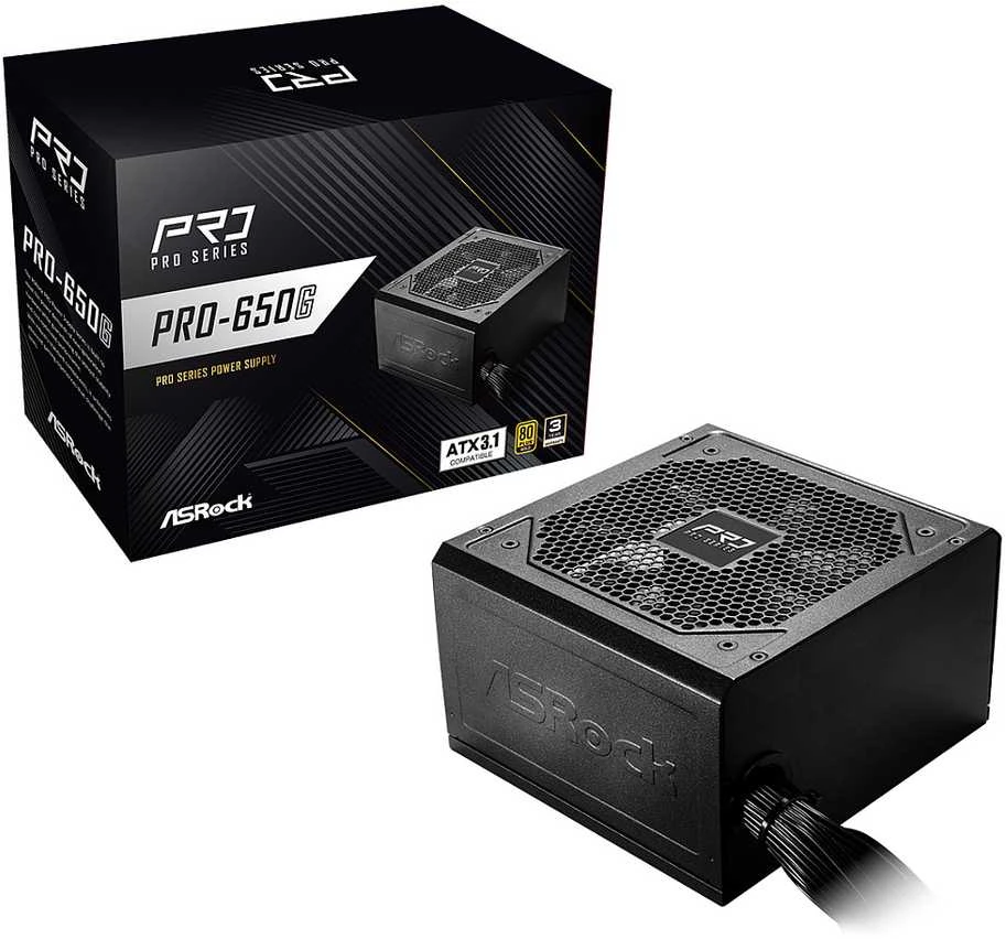 ASRock PRO-650G 650W 80 PLUS Gold maitinimo šaltinis