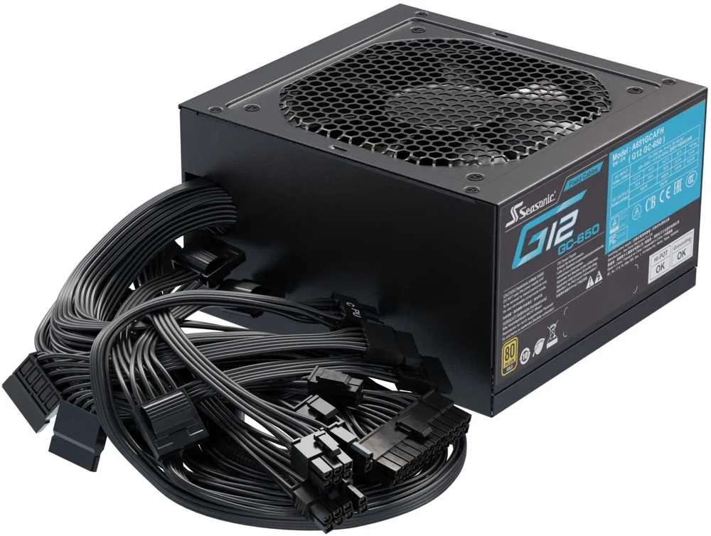 Seasonic G12 GC 80 PLUS Gold PSU – 650 Watt, juodos spalvos