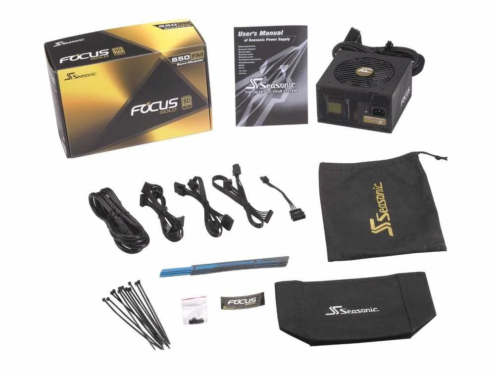 „Seasonic G12 GM 80 PLUS Gold“ maitinimo šaltinis, pusiau modulinis – 650 vatų, juodas