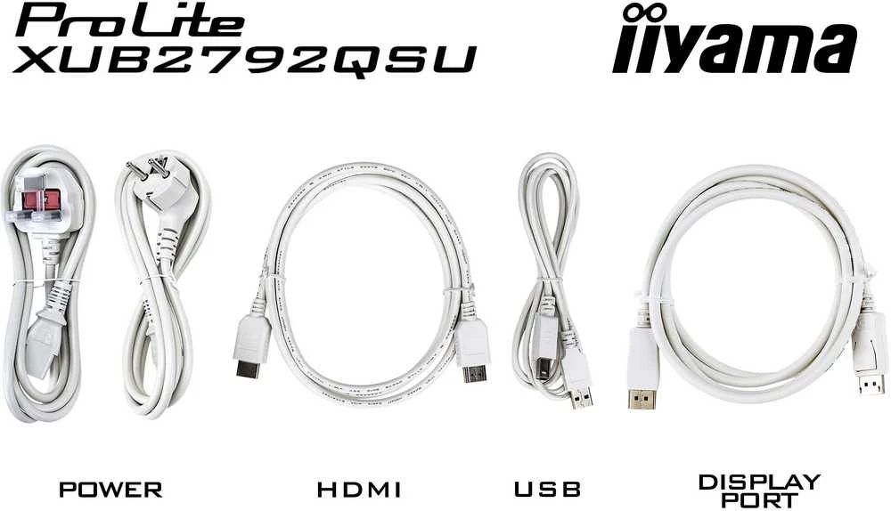 „IIYAMA XUB2792QSU-W6“ 27 colių ETE IPS monitorius, 2560x1440, 100 Hz, 250 cd/m2, 0,4 ms, garsiakalbiai, HDMI, DP, USB 4x3.2, „Baltas FreeSync“, 15 cm aukščio reguliavimas.