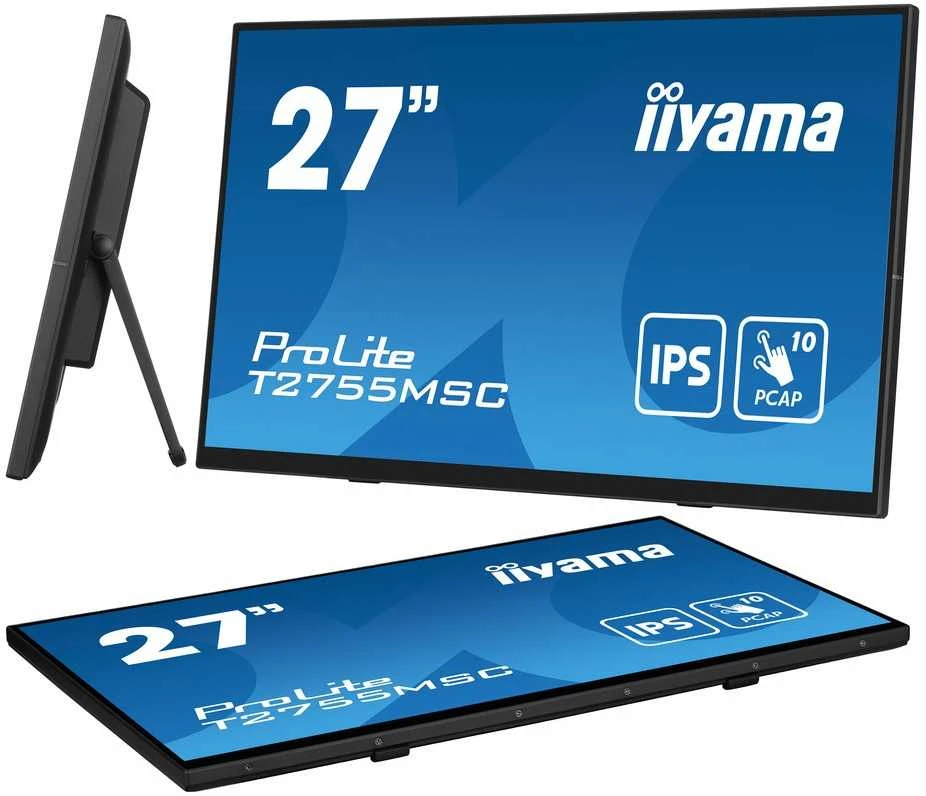 Nešiojamas monitorius iiYama ProLite T2755MSC-B1, 27", IPS, 1920 x 1080, 16:9, 400 cd/m², Touchscreen