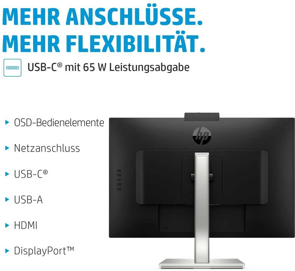 Monitorius HP E27m G4 QHD USB-C Conferencing Monitor/IPS/QHD (2560 x 1440)/300 nits/web cam 5MP/Speakers 2 x 5 W  (40Z29AA)