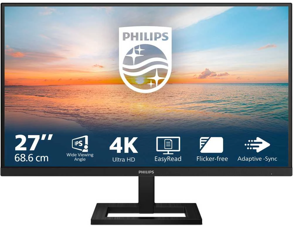 Monitorius Mmd monitoriai Ekranai PHILIPS 27E1N1900AE/00 27 colių IPS 4K UHD 60Hz 350cd/m2 4ms 2xHDMI2.0 USB Type-C PD65W USB šakotuvas Garsiakalbiai Aukščio reguliavimas.