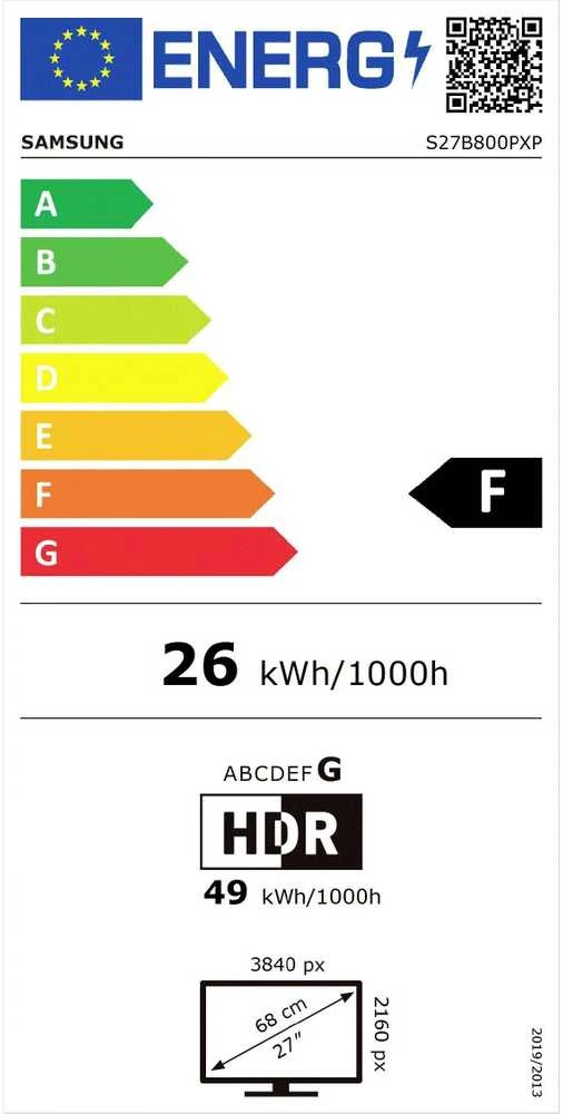 Monitorius Samsung S80PB LED ekranas 68,6 cm (27 colių) 3840 x 2160 pikselių 4K Ultra HD Juodas