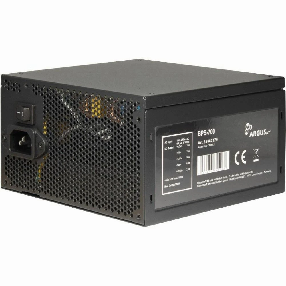 „Inter-Tech Argus BPS-700 700W“, kompiuterio maitinimo šaltinis - juodas, 4x PCIe, 700 vatų