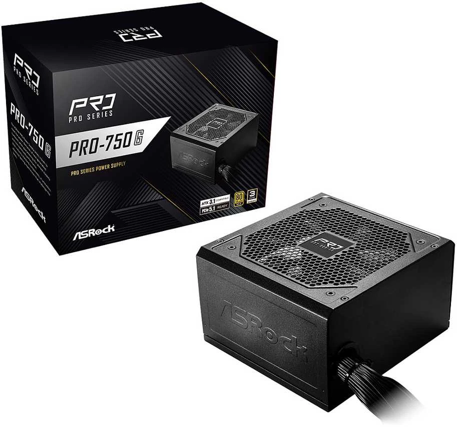 Asrock PRO-750G maitinimo blokas 750 W 24 kontaktų ATX ATX Juodas