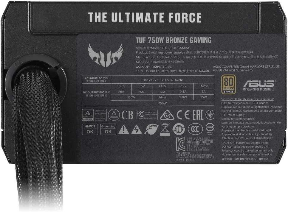 Matinimo blokas ASUS|750 Watts/80 PLUS BRONZE/TUF-GAMING-750B