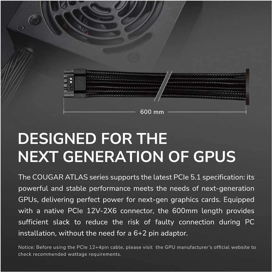 COUGAR Atlas 750 PSU, 80 Plus Bronze, 750W, ATX 3.1