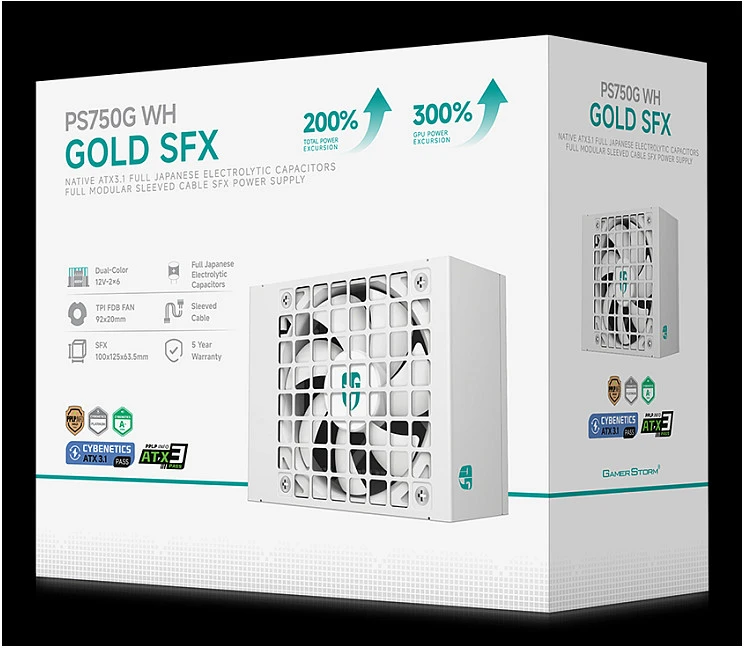 DeepCool Gamer Storm PS750G WH maitinimo blokas 750 W 20+4 kontaktų ATX ATX Baltas