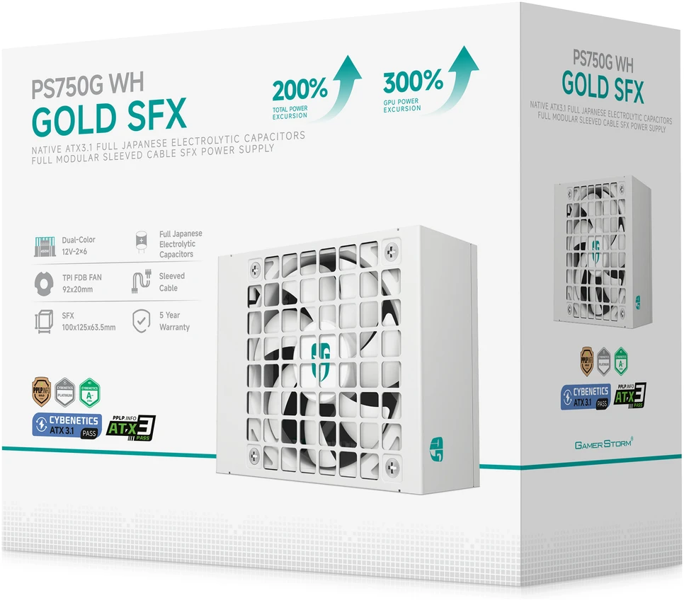 DeepCool Gamer Storm PS750G WH maitinimo blokas 750 W 20+4 kontaktų ATX ATX Baltas