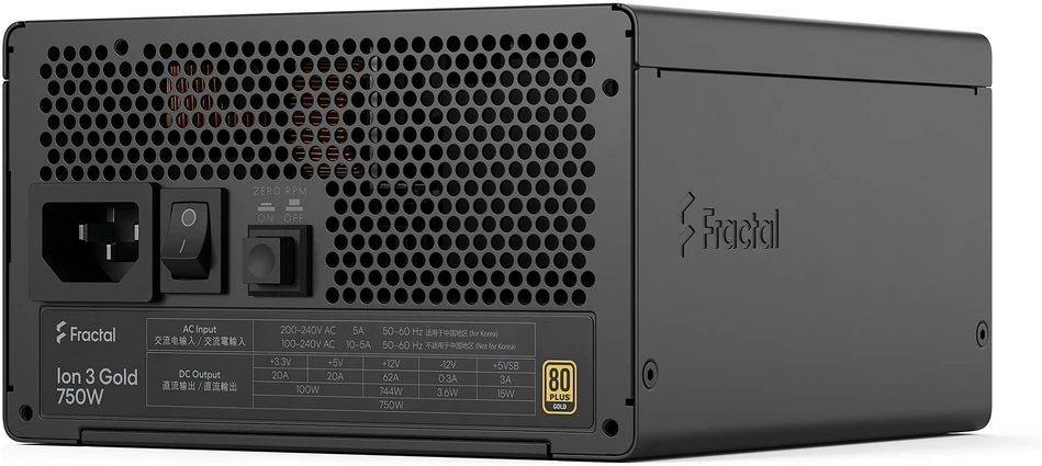 Fractal Design ION auksinis 3 750W, kompiuterio maitinimo šaltinis - juodas, 750 vatų