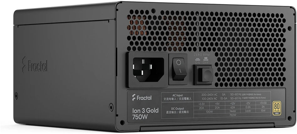 Fractal Design ION auksinis 3 750W, kompiuterio maitinimo šaltinis - juodas, 750 vatų