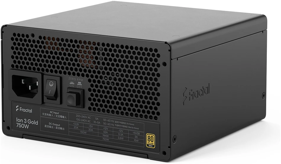Fractal Design ION auksinis 3 750W, kompiuterio maitinimo šaltinis - juodas, 750 vatų