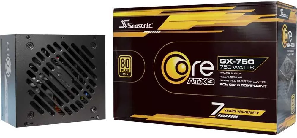 Seasonic Core GX 80 PLUS Gold PSU, modular, ATX 3.1, PCIe 5.1 – 750 Watt, juodos spalvos