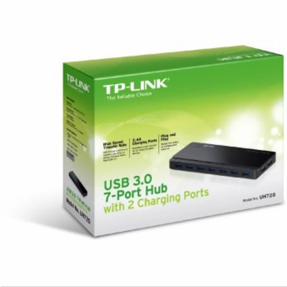 TP-LINK 7 jungtys USB 3.0 Hub su 2 maitinimo įkrovikliais jungtys 2.4A Max Desktop ir 12V/4A maitinimo adapteris