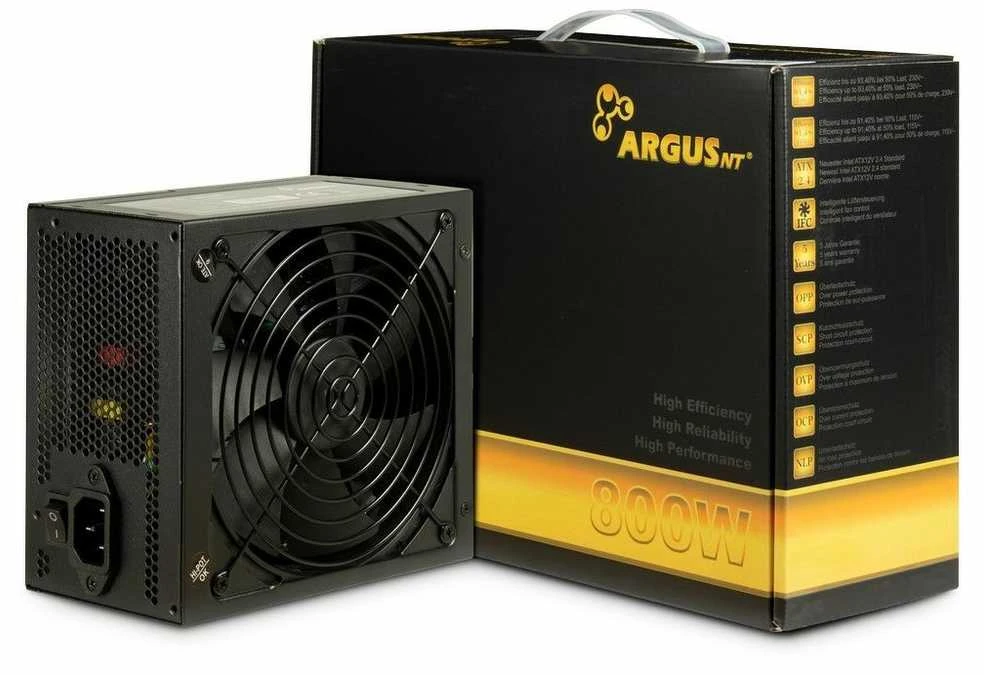 Maitinimo šaltinis INTER-TECH Argus GPS 800W, 80PLUS Gold, 140 mm ventiliatorius, intelektualus ventiliatoriaus valdymas (IFC), 4xPCI-e, OPP, SCP, OVP, OCP ir NLP apsauga