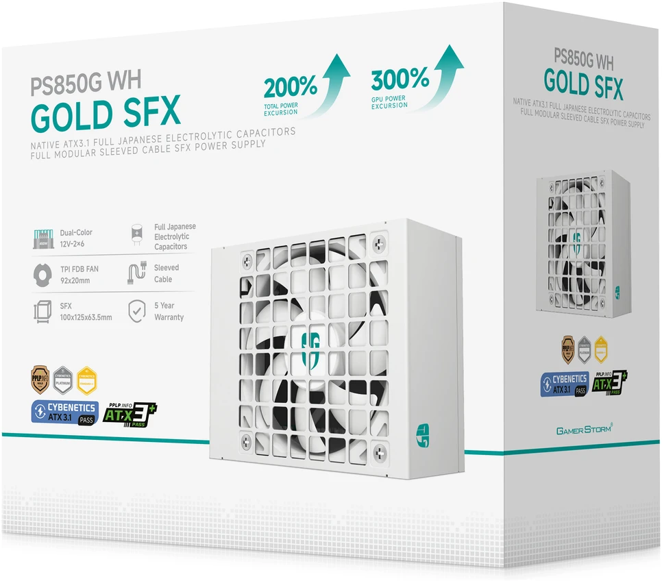 DeepCool Gamer Storm PS850G WH maitinimo blokas 850 W 20+4 kontaktų ATX ATX Baltas