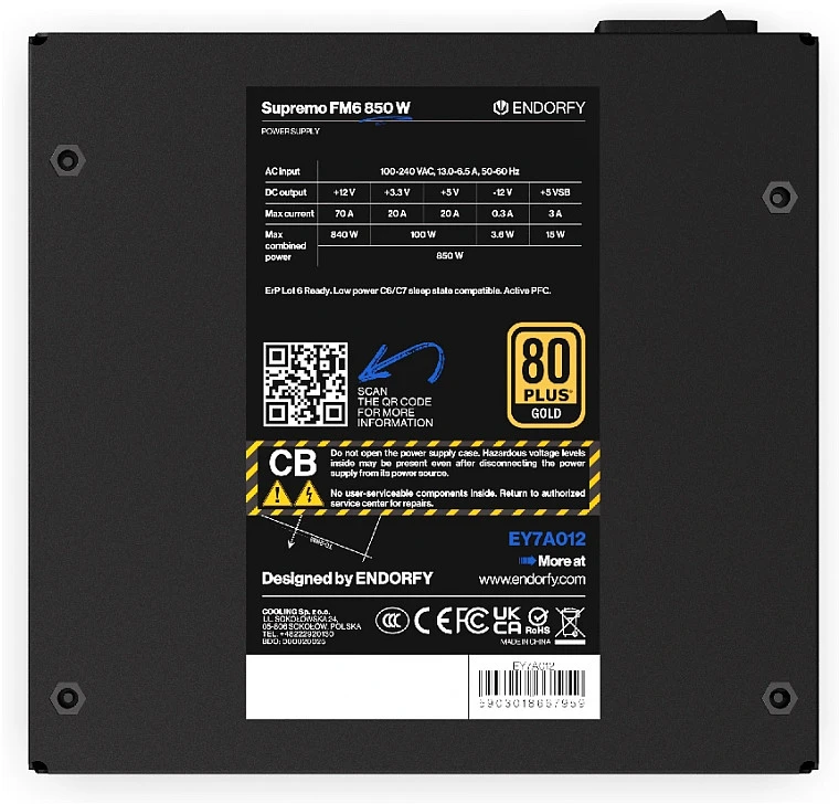 Endorfy Supremo FM6 850W (EY7A012) Juodas