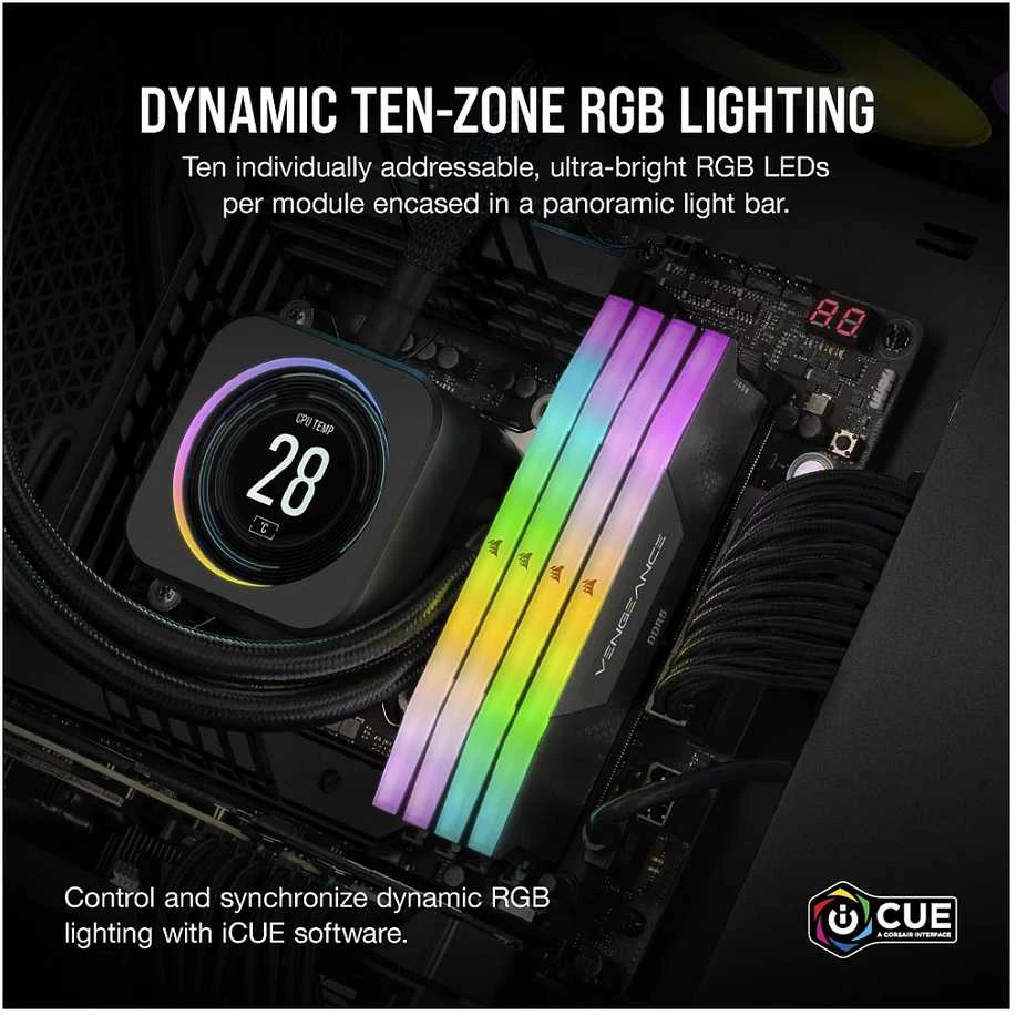 RAM „Corsair Vengeance RGB 8GB“ [1x8GB 5200MHZ CL40 DIMM] atminties kortelė