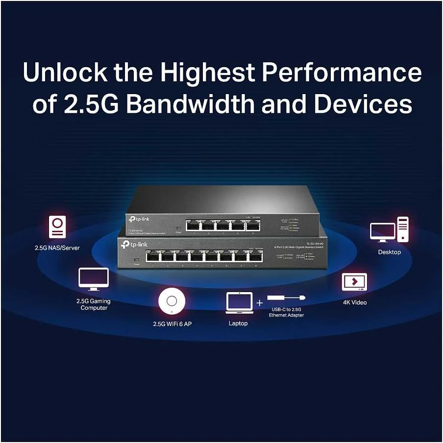 Šakotuvas TP-LINK 8 prievadų 2.5G kelių gigabitų darbalaukio komutatorius