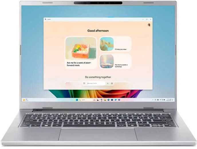 Nešiojamas kompiuteris „Acer Aspire 14“ dirbtinio intelekto OLED (A14-53M-58AQ) „Copilot+“ 14,0 colių įstrižainės WUXGA OLED ekranas su „Intel Ultra 5-226V“ (40 TOPS) procesoriumi, 16 GB RAM, 512 GB SSD, „Windows 11“ operacine sistema.