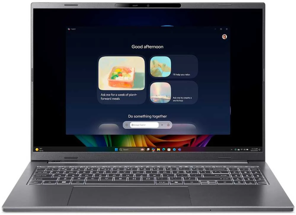 Nešiojamas kompiuteris „Acer Aspire 16“ dirbtinio intelekto OLED (A16-52M-75LW) „Copilot+“ 16,0 colių įstrižainės WUXGA OLED ekranas su „Intel i7U-258V“ (47 colių įstrižainė) procesoriumi, 32 GB RAM, 1 TB SSD, „Windows 11“ operacine sistema.