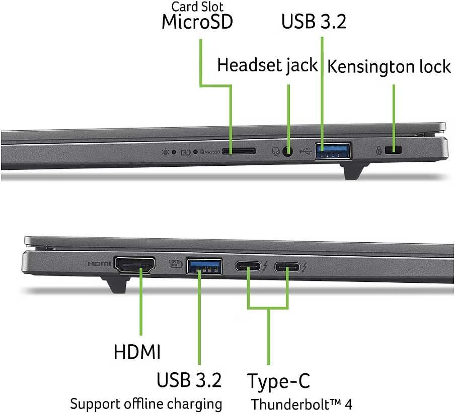 Nešiojamas kompiuteris „Acer Aspire 16“ dirbtinio intelekto OLED (A16-52M-75LW) „Copilot+“ 16,0 colių įstrižainės WUXGA OLED ekranas su „Intel i7U-258V“ (47 colių įstrižainė) procesoriumi, 32 GB RAM, 1 TB SSD, „Windows 11“ operacine sistema.