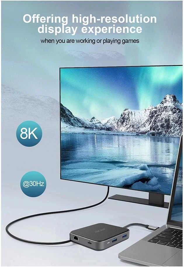 Acer 7-in-1 USB Type-C dokas | Ethernet LAN (RJ-45) jungtys 1 | DisplayPorts kiekis 1 | HDMI jungtys kiekis 1