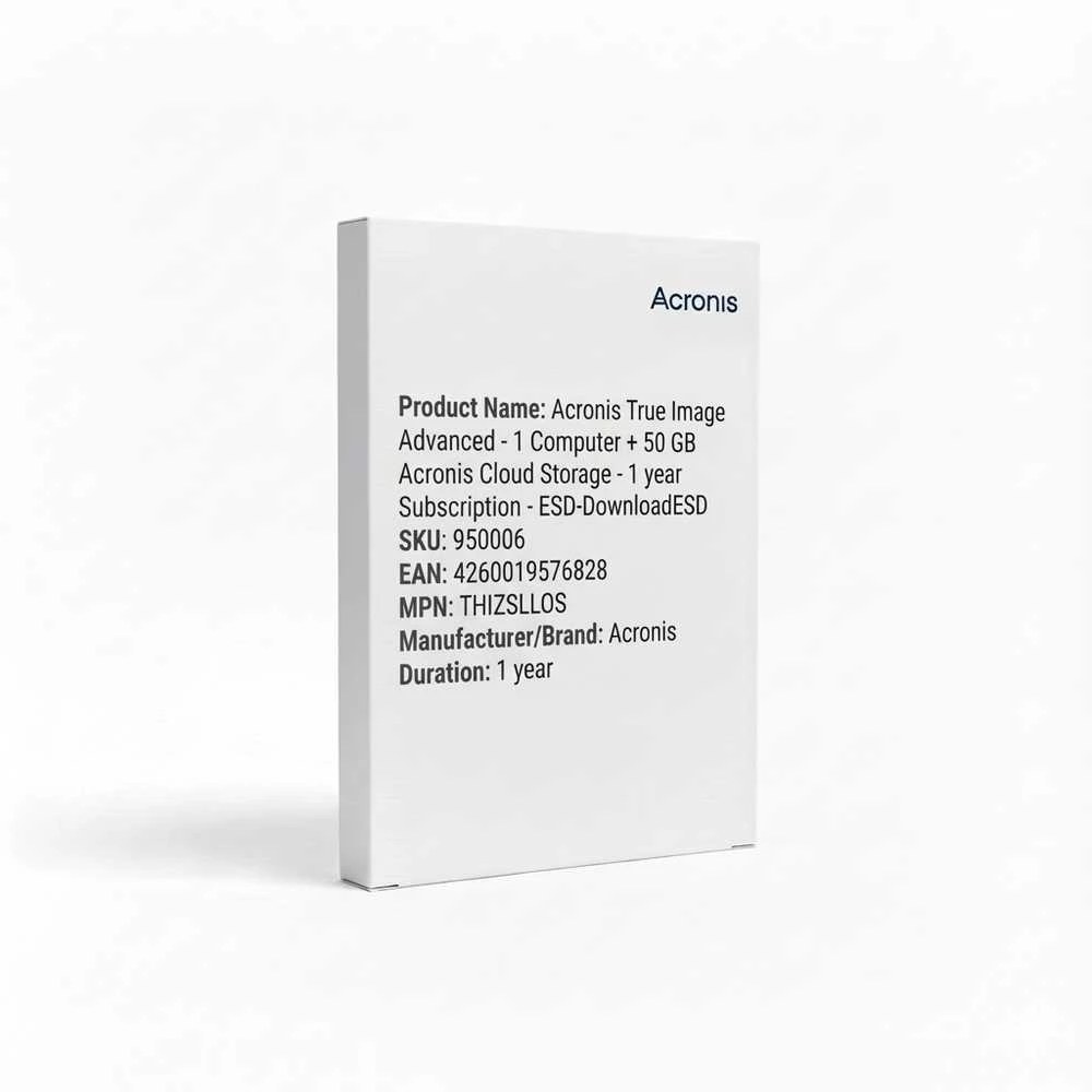 „Acronis True Image 2017“ – 1 licencija(-os) – atvirosios vertės prenumerata (OVS) – 1 metai(-os) – elektroninė programinės įrangos atsisiuntimas (ESD)