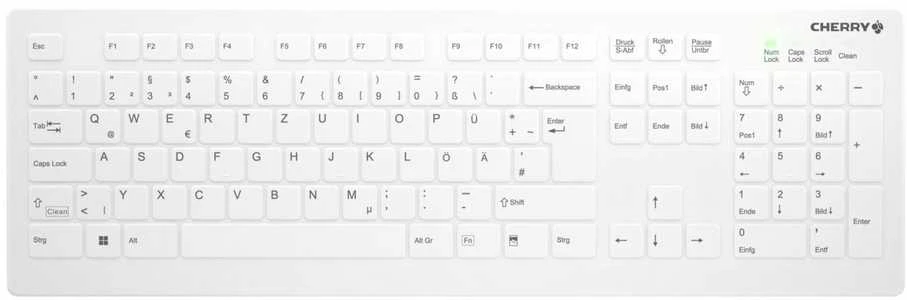 Klaviatūra Cherry Medical Wireless AK-C8112F-FU1-W/GE - wischdesinfizierbar - 105 Tasten - deutsch - wei
