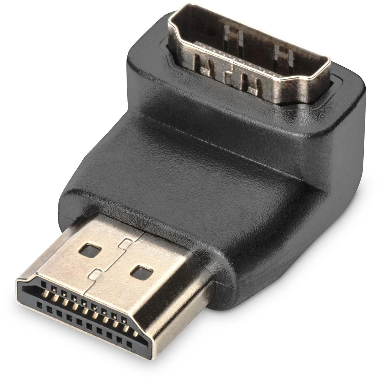 Assmann Electronic ASSMANN HDMI adapteris A tipo 90 laipsnių kampu M/F Ultra HD 60p bl auksinis