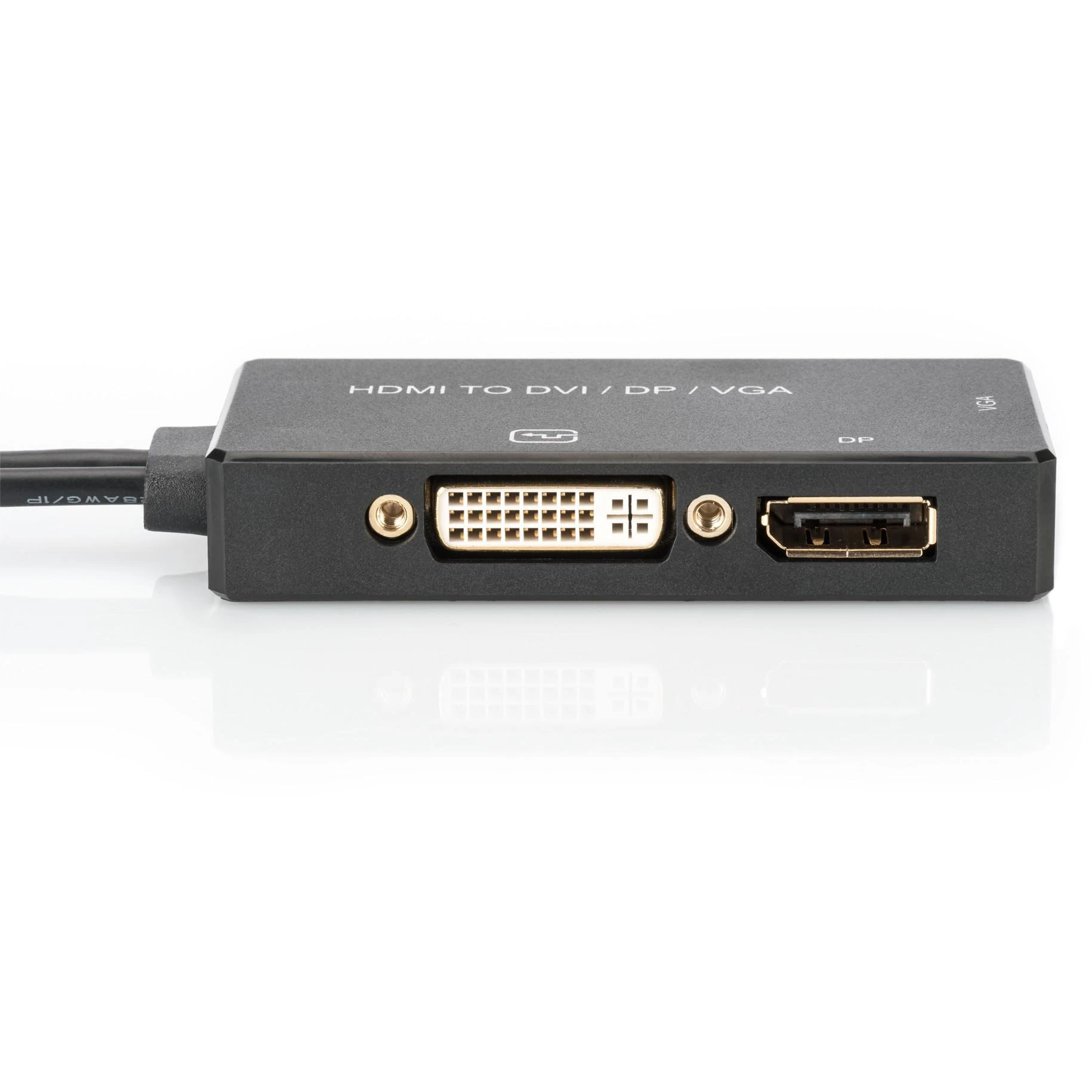 Assmann Electronic ASSMANN HDMI konverteris kabelis HDMI - DP+DVI+VGA M-F/F/F 0 2m 3 in 1 Multi-Media kabelis CE bl auksinis