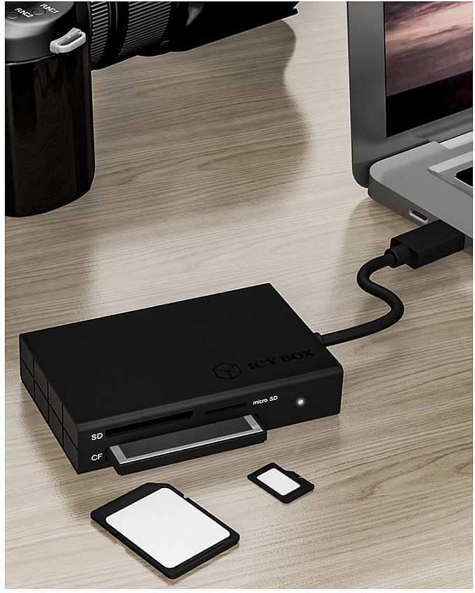 ICYBOX IB-CR401-C3 Icy Box Išorinis kelių kortelių skaitytuvas USB 3.0 Type-C, CF, SD, Micro SD