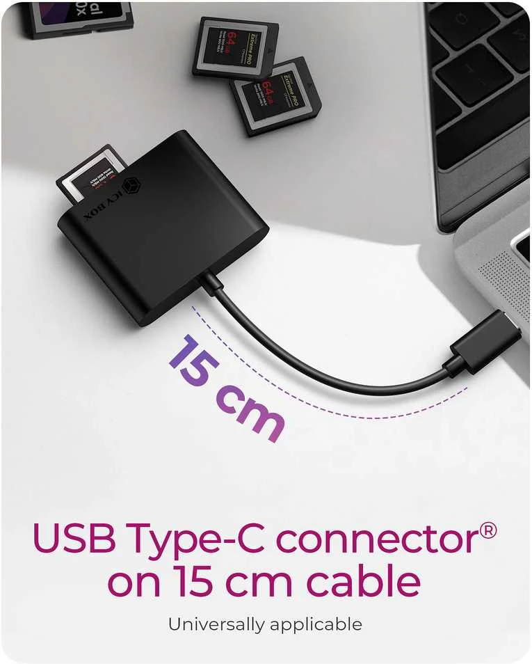 Icy Box RaidSonic ICYBOX USB 3.0 kortelių skaitytuvas Išorinis USB 3.0 Type-C pagrindinio kompiuterio jungtis SD 3.0 UHS-I Juodas