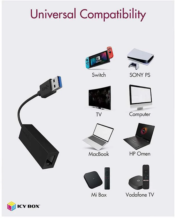Icy Box Raidsonic | USB 3.0 (A tipo) į Gigabit Ethernet adapteris | IB-AC501a
