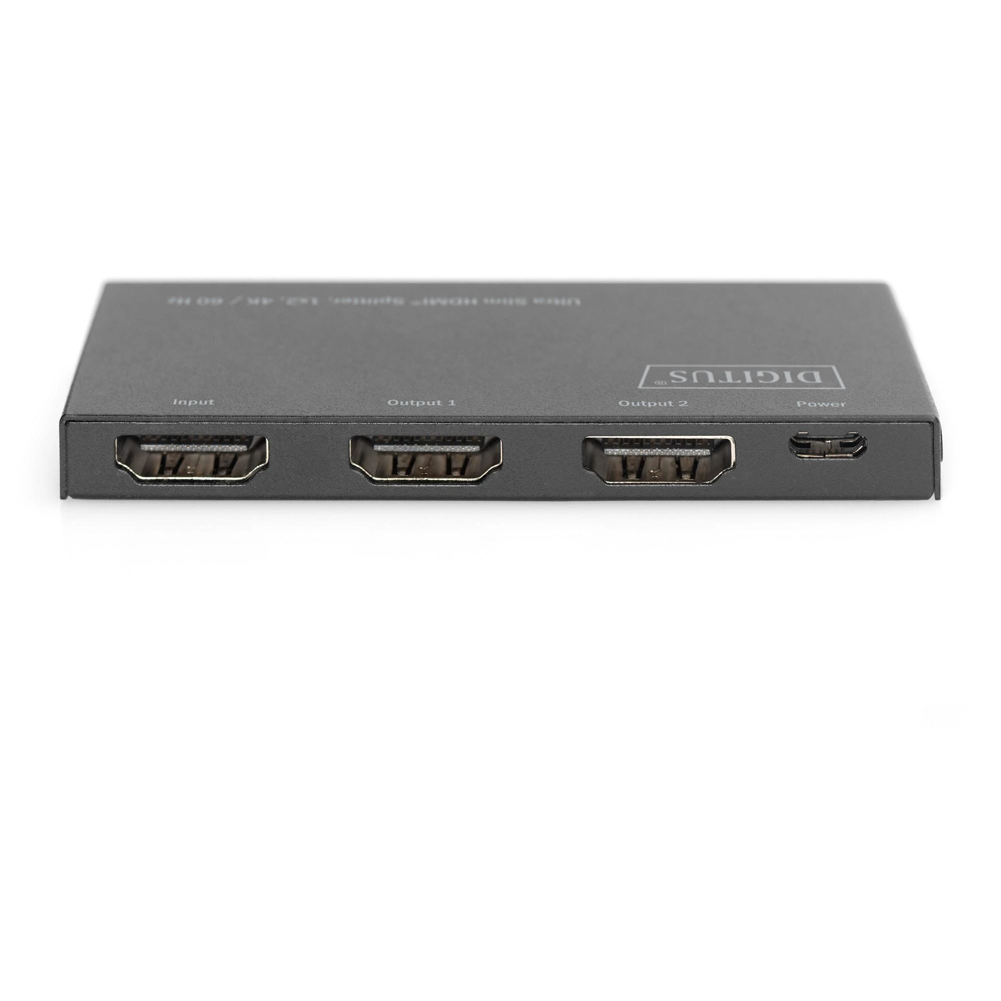 Assmann Electronic Assmann elektroninis DIGITUS DS-45322 itin plonas HDMI skirstytuvas 1x2 4K/60Hz HDR HDCP 2.2 18Gbps, maitinamas mikro USB