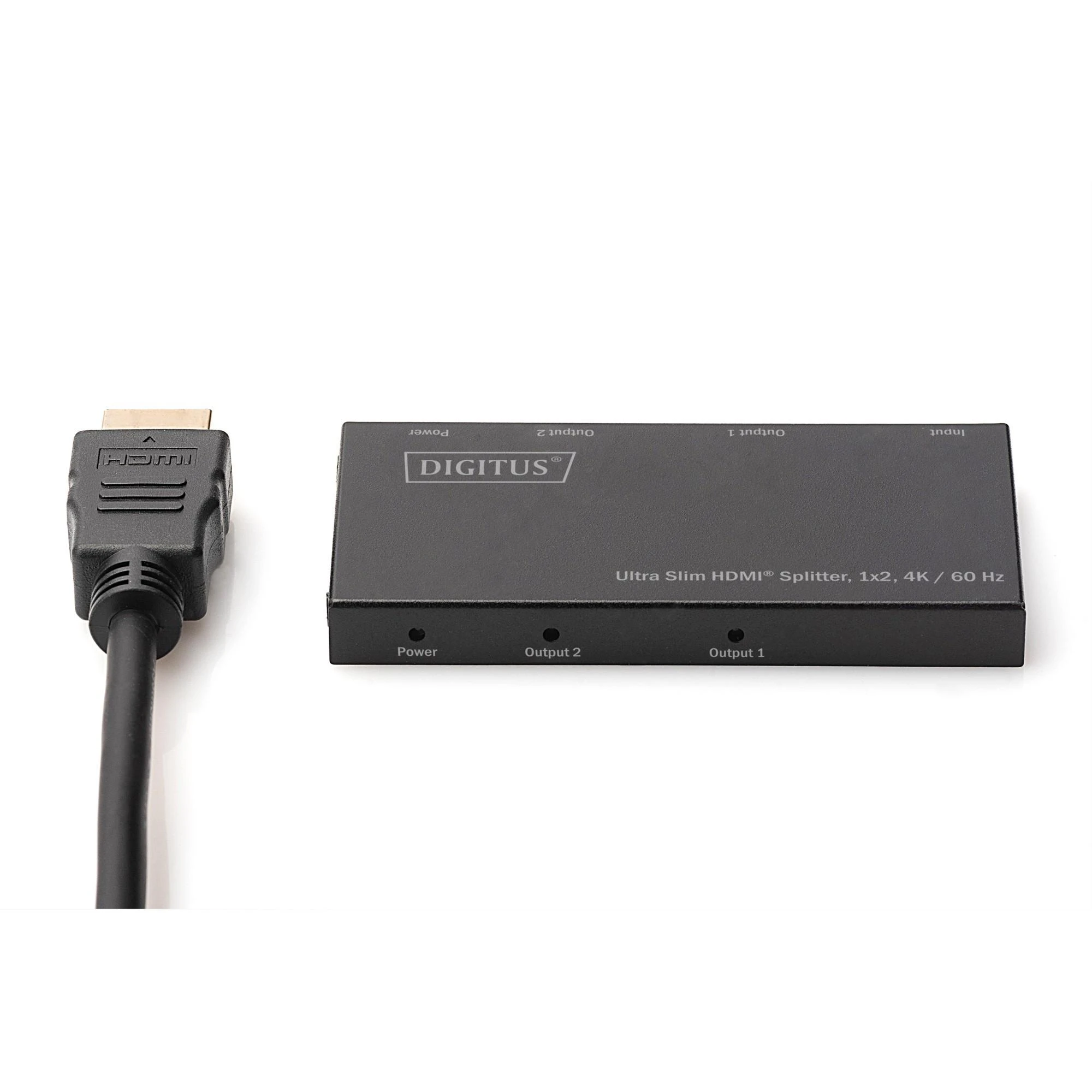Assmann Electronic Assmann elektroninis DIGITUS DS-45322 itin plonas HDMI skirstytuvas 1x2 4K/60Hz HDR HDCP 2.2 18Gbps, maitinamas mikro USB