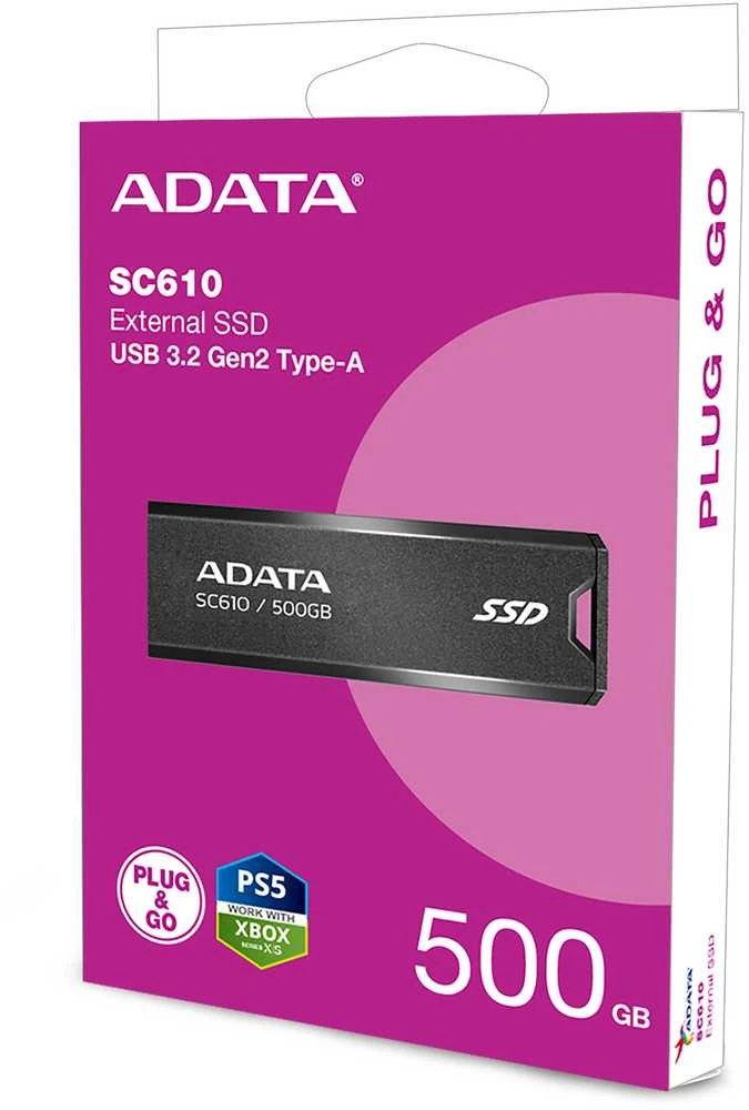 Kietasis diskas USB Atmintinė - ADATA SC610 1TB USB Type-A 3.2 Gen 2 Juoda