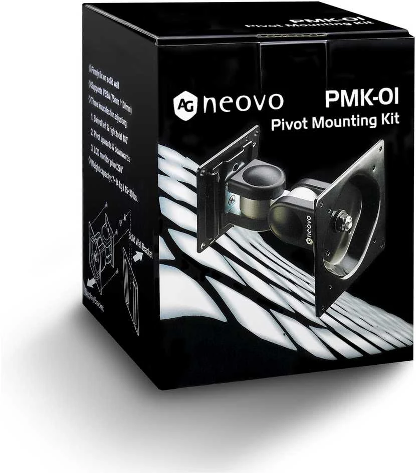 AG Neovo PMK-01 Sieninis laikiklis 15"-32" ekranams, pakreipiamas, pasukamas, pasukamas, maks. 14 kg, maks. VESA 100x100, juodas