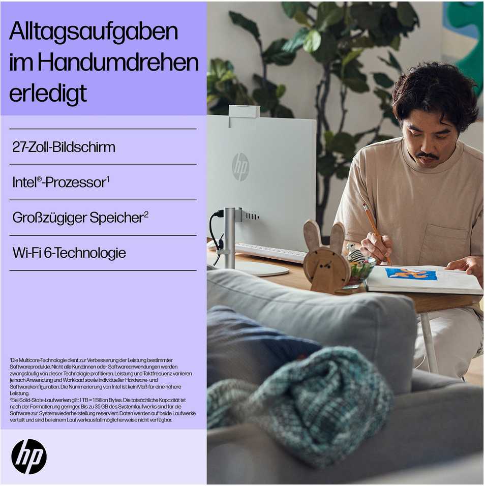 Monitorius HP 27-cr0475ng AiO 27" FHD i7-1355U 16GB/1TB SSD Win11 BX8Z0EA#ABD baltas