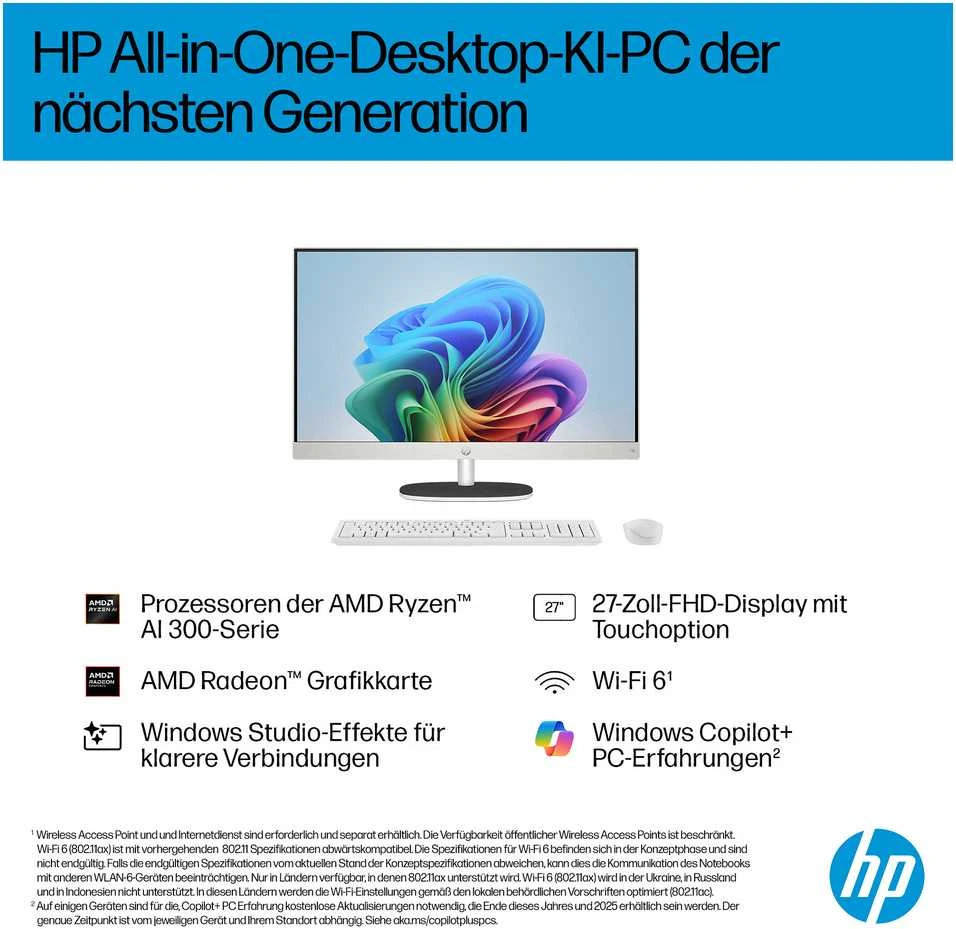 Stacionarus kompiuteris Daugiafunkcis kompiuteris HP 27 FHD IPS Ryzen AI 7 350 16GB/512GB SSD Windows 11 27-ct2473ng