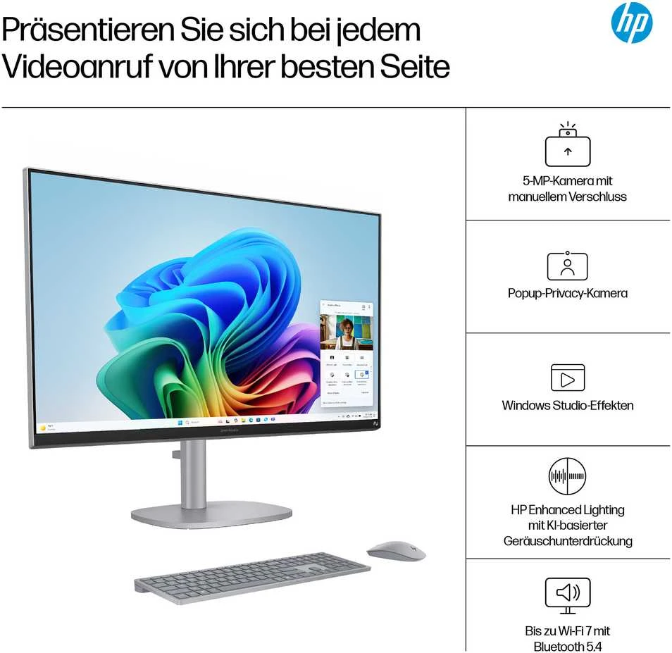 Monitorius HP OmniStudio X 27-cs1470ng AiO 27" UHD Core Ultra 7 258V 32GB/1TB SSD Win11 BX9J0EA#ABD sidabrinis